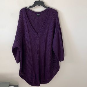 Torrid Purple Lurex Pointelle Tunic Sweater- Size 5X